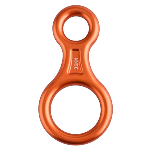 TRIWONDER Rescue Figure 8 Descender, 35kN 50kN Aluminum Rappelling Belay Gear Climbing Rigging Plate Downhill Equipment Heavy Duty - color: 35kN Orange