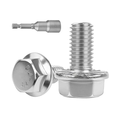 M8x16mm Serrated Flanged Hex Head Screws Bolts 25pcs HS/JXLS-10 | 304 Stainless Steel, External Hex Machine Screws, Equipped with Hex Sleeve, for Construction, for Automotive, for Industrial - size: M8x16mm