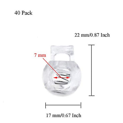 Spring Elastic Fastener Toggles Plastic Cord Lock Buttons Stopper Slider Thread Smooth Hold Tightly - color: Clear-22*17mm 40pcs