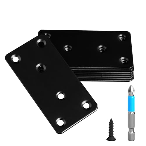 8 Pcs Mending Plate, 3.15 x 1.57 inch Stainless Steel Flat Plates with Holes, Straight Metal Mounting Braces Brackets Kit for Furniture, Wood Joint Connector (Black, 3.15 inch) - color: Black, size: 3.15 inch