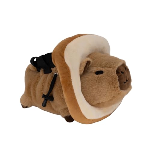 Rock Climbing Chalk Bag – Cute Plush Chalk Bag for Bouldering, Gym, Indoor & Outdoor Climbing – Drawstring Closure, Adjustable Waist Belt – Fun Character Design for Climbers - color: Capybara Bread (long)