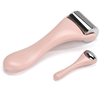 Tondiamo 2 Pcs Muscle Roller Portable Small Silicone Massager Roller Deep Tissue Muscle Massage Stick Cellulite Remover Scar Tissue Massager for Relief Face Neck Arm Back Leg(Pink,Metal) - color: Pink, style: Metal