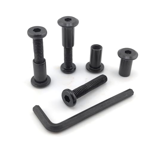 Black M6 x 1-1/4" Hex Drive Socket Cap Bolts Screws Kit,ALLOYPRO 30-Sets Binding Post Screws Socket Cover Connecting Bolt Fixing Post Screw for Furniture Chair Crib Table Cabinets,M6x30mm - color: Black, size: Black-M6*25mm-30sets