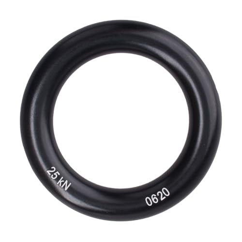 YAPJEB Rappel Ring 25kN for Rock Climbing Arborist, O-Ring Rescue Hammock Rappelling Rope and Slackline Loop, Friction Saver Equipment - color: Black - 25kN