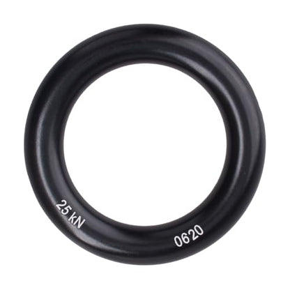 YAPJEB Rappel Ring 25kN for Rock Climbing Arborist, O-Ring Rescue Hammock Rappelling Rope and Slackline Loop, Friction Saver Equipment - color: Black - 25kN