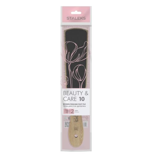 STALEKS Beauty & Care 10 Type 2 Wooden Foot File (100/180 Grit) – Ergonomic Dual-Sided Pedicure Tool with Convex/Concave Shape for Rough Skin