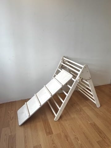 Montessori Climbing Triangle | Wooden Indoor Climbing Frame for Kids & Toddlers | Montessori Climbing Structure | Montessori Play Structure Wooden Activity Triangle (Triangle + Ladder Ramp) - style: Triangle + Ladder Ramp