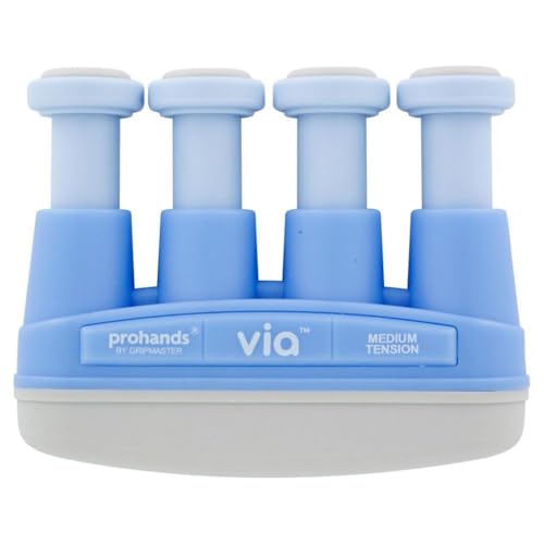 Prohands VIA Hand Exerciser, Finger Exerciser (Hand Grip Strengthener), Spring-Loaded, Finger-Piston System, Isolate and Exercise Each Finger, (6 lb Medium Tension, Blue-Via Music) - color: Blue