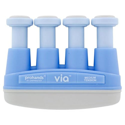 Prohands VIA Hand Exerciser, Finger Exerciser (Hand Grip Strengthener), Spring-Loaded, Finger-Piston System, Isolate and Exercise Each Finger, (6 lb Medium Tension, Blue-Via Music) - color: Blue