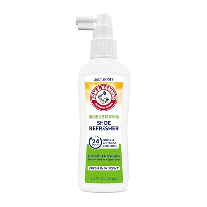 Arm & Hammer Shoe Refresher & Deodorizer Spray, Fresh Rain, 3.4 oz | Aerosol-free shoe deodorizer spray for sneaker odor and wetness control; Fresh Rain scent for everyday footwear - size: 3.4 Ounce (Pack of 1)