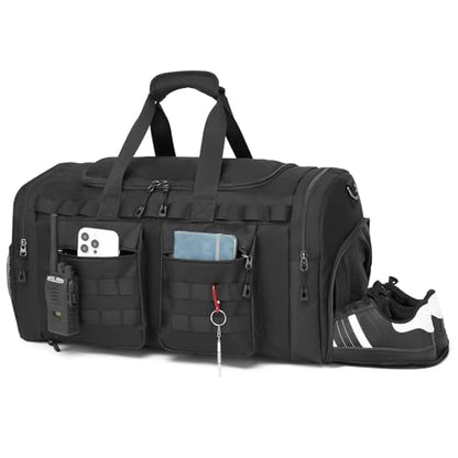 Tactical Gym Bag for Men,Carry On Duffel Bag with Shoe Compartment Gym Duffle bags for Travel Military Duffle Bags with Molle System for Weekend Overnight bag
