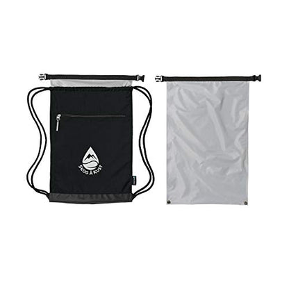 Skog Å Kust GymSak | Patented 2-in-1 Drawstring Cinch Bag with Removable Waterproof Dry Bag | Black & Grey - color: Black