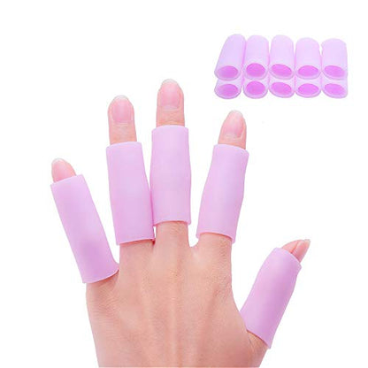 Povihome Finger Cots Protectors - Moisturizing Thumb and Finger Covers - Thickend Version - Elastic Cracked Silicone Finger Sleeves to Protect Cracked, Peel Finger and Other Finger Pain (Lavender, 10PCS) - color: Lavender, size: Medium (10PCS)