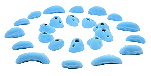 Atomik Rock Climbing Holds Set of 24 Golfus Style Climbing Holds in Blue with Outdoor Hardware