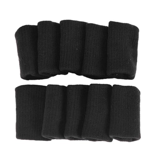 10pcs/Set Basketball Elastic Finger Protector Gloves Sleeve Support, Cycling Finger Sleeve Brace Protection Gloves - color: black