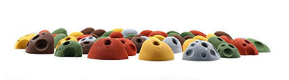 Atomik Rock Climbing Holds Set of 63 Bolt-On Jugs in Assorted Earth Tones for Gymnastics and Trampoline Parks