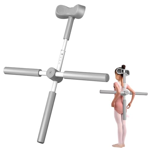 Back Stretcher Yoga Stick Upper Body Alignment Stretching Bar | Exercise Cross Stick for Home Apartment Bodybuilding Fitness Workout After Sports - color: Gray