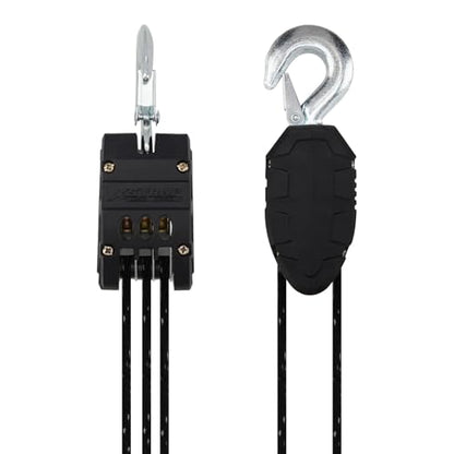 XSTRAP 5:1 Block&Tackle Pulley System Rope Hoist, 50 Ft, 2000 LBS Black | Heavy-Duty 2000 LBS Breaking Strength with 2PK Soft Loops, Pulley Hoist bearing metal wheels for Lifting Heavy Objects - color: Upgraded 50ft Black