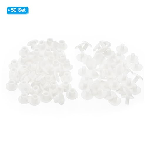 PATIKIL M5x5mm Plastic Binding Post, 50 Sets Plastic Chicago Screws Binding Screw Rivet Post Press-on Buckle for Leather Scrapbook Photo Albums, White - color: White, size: M5x5mm