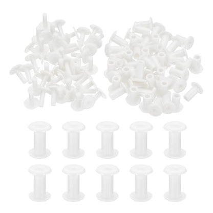 PATIKIL M5x10mm Plastic Binding Post, 50 Sets Plastic Chicago Screws Binding Screw Rivet Post Press-on Buckle for Leather Scrapbook Photo Albums, White - color: White, size: M5x10mm