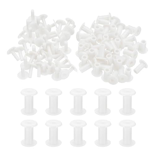 PATIKIL M5x10mm Plastic Binding Post, 50 Sets Plastic Chicago Screws Binding Screw Rivet Post Press-on Buckle for Leather Scrapbook Photo Albums, White - color: White, size: M5x10mm