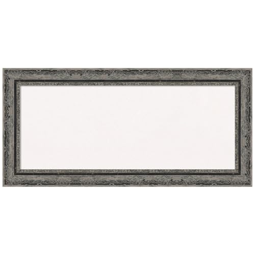 Amanti Art White Cork Board for Wall, 16x34 Vision Board with Black Frame, Medium Corkboard Office Decor for Home Organization, Traditional Corkboard Pinboard to Display Items for Home Organization - color: Filigree Matte Black, size: 34" x 16"