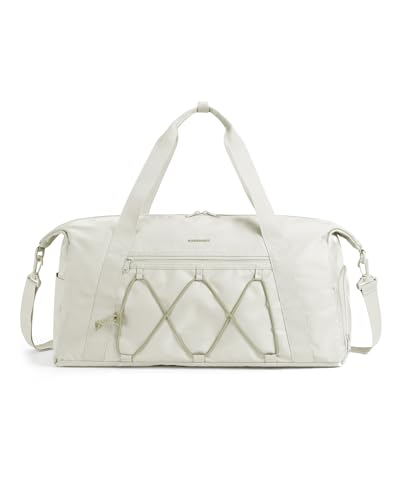 BAGSMART Small Gym Bag With Shoe Compartment & Wet Pocket, Lightweight Sports Travel Duffel, Carry On Weekender Overnight, Water Resistant Sports Gym Tote for Swimming Yoga, Beige - color: Off-White, size: 25L