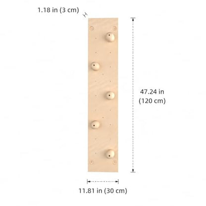 Kids Climbing Wall Panel, Wood Swedish Ladder Climbing Wall Panel 1.22m × 2.44m, Indoor Home Use Bouldering Wall for Physical Training, Grip Sphere Board