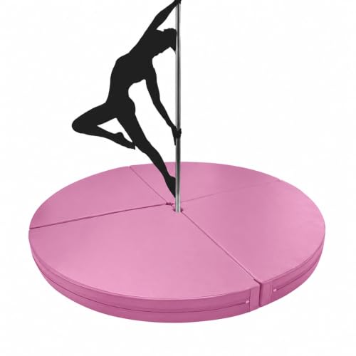 HARELA Round Pole Dance Mat, Fitness Gymnastic Yoga Safety Protection Pad, Pole Crash Pad for Studios Exercise Strength Training Home Gym, Easy Storage - color: Pink, size: 120*10cm/47.2*3.9"
