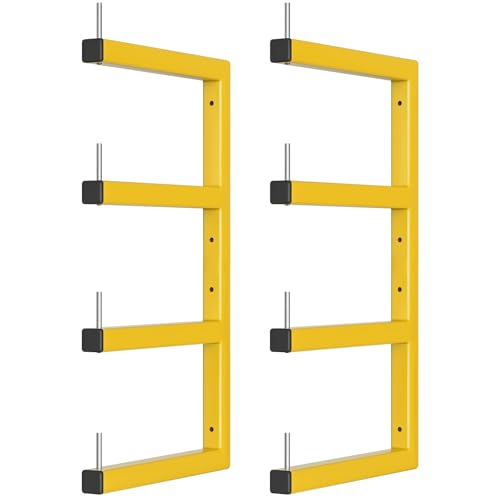 2-Pack Lumber Storage Rack, Wood Storage Racks Wall Mount, Heavy Duty Garage Wood Organizer with 4-Level System, Yellow Utility Rack Organization Up 800 Lbs, Metal Lumber Shelf for Indoor and Outdoor - style: D– 2 Pack, 4-Tier