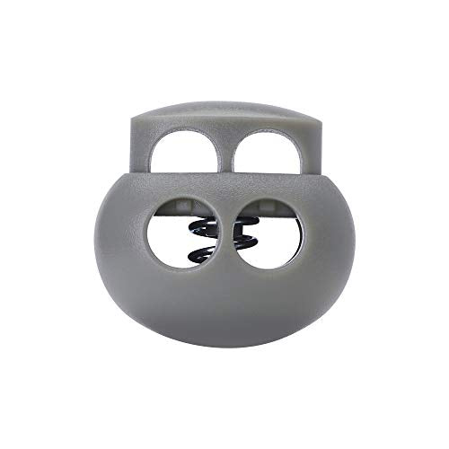 DYZD Plastic Cord Lock End Toggle Double Hole Spring Stopper Fastener Slider Toggles End (Grey 10PCS) - color: Grey