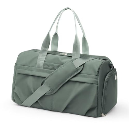 Gym Bag for Women Men with Shoe Compartment, Sport Duffel Bag, Waterproof Travel Weekender Overnight Carry on Bag for Yoga with Trolley Sleeve, Green - color: A5-Green