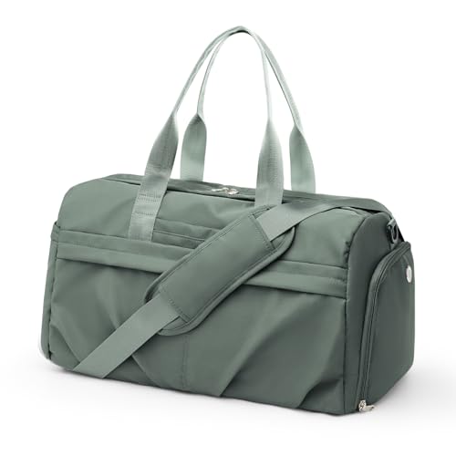 Gym Bag for Women Men with Shoe Compartment, Sport Duffel Bag, Waterproof Travel Weekender Overnight Carry on Bag for Yoga with Trolley Sleeve, Green - color: A5-Green