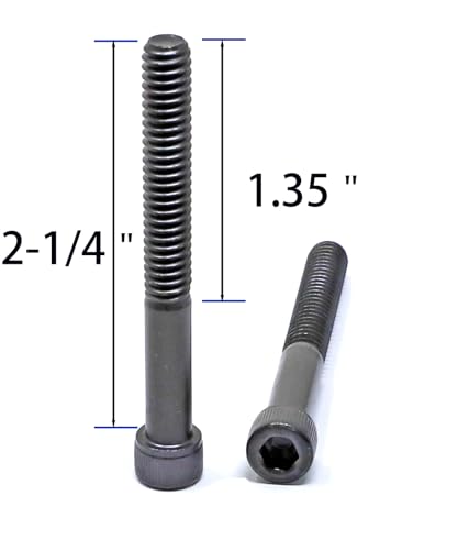 iexcell 20 Pcs 1/4-20 x 2-1/4" Partially Threaded Alloy Steel 12.9 Grade Hex Socket Head Cap Screws Bolts Kit, Black Oxide Finish - size: 1/4-20 x 2-1/4" ( Partially Threaded )