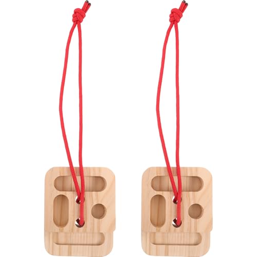 2Pcs Portable Hangrboard Rock Climbing | Professional Climbing Boards for Finger Bouldering | Wooden Hangboard for Indoor & Outdoor Use Khaki - color: Beige