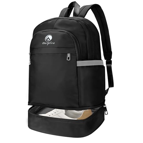 Small Cheer Backpack, 28L Lightweight Sports Gym Backpack Bag | for Women, with Shoe Compartment & Waterproof Wet Pocket & Luggage Strap & Water Bottle Holder, for Travel Workout Sports - color: Black
