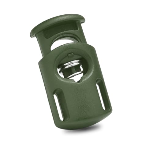 CooBigo 10 Pack Plastic Spring Cord Locks for Drawstring Paracord, Cord Stopper Toggle Clasps for Sweatpants Hoodie Gloves Hats Swim Goggles String Clip Elastic Shoeslace String Lock - color: 05-MilitaryGreen 10pcs