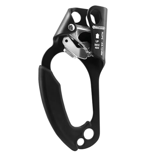 UIAA & CE Certified Hand Ascender Rock Climbing Tree Arborist Rappelling Gear Equipment Rope Clamp for 8~13MM Rope - color: Left Hand Black