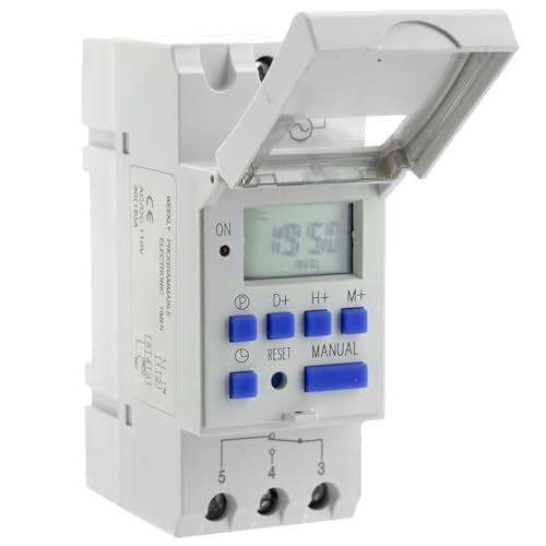 Programmable Timer Relay, HD Display, High Precision, Smart Chip, Power Failure Memory, 15A 110VAC, DIN Rail, 2 Modules - style: Timer