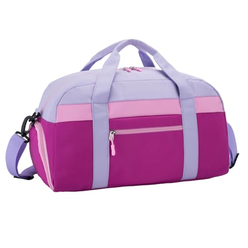 Small Kids Duffle Bag for Boys or Girls, 18" Length, Purple | Fit Weekender, Sports Practice, or Overnight Travel - color: Purple