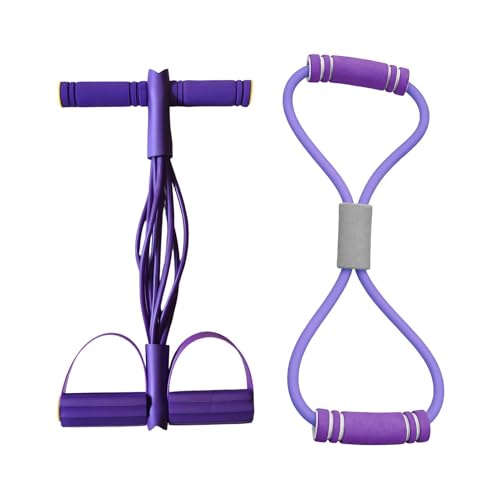 Pedal Puller Resistance Band 8-Tube Puller Rope | with 8-shaped Training Strap Adjustable Elastic Yoga Bands for Stretching for Fitness Workout Pilates - color: Purple