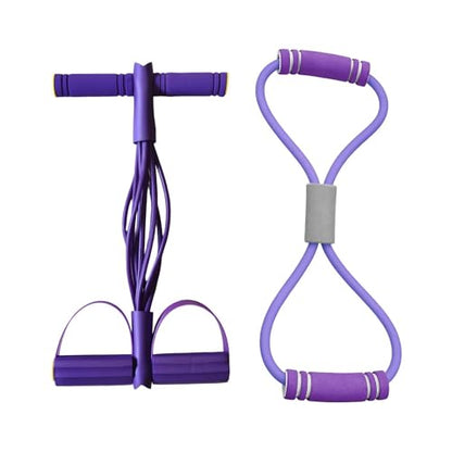 Pedal Puller Resistance Band 8-Tube Puller Rope | with 8-shaped Training Strap Adjustable Elastic Yoga Bands for Stretching for Fitness Workout Pilates - color: Purple