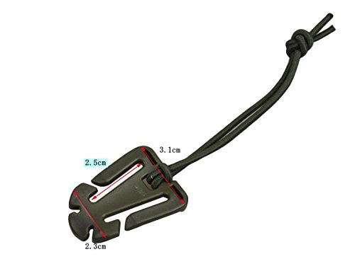 Jadedragon Multipurpose Tactical 360 Rotation D-Ring Clips/Locking Carabiner/Hydration Tube Clips/Elastic String Strap Management Tool for MOLLE Webbing Attachment Backpacks - color: K-Green