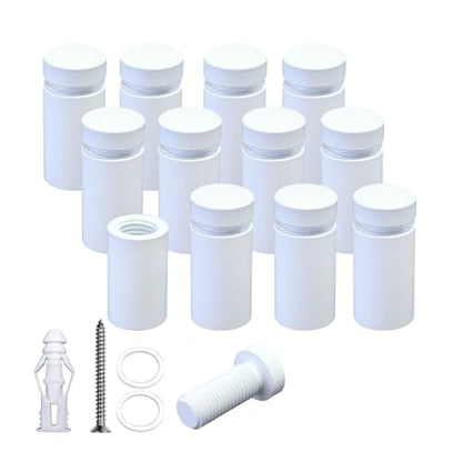 Pack of 12 Aluminum Standoff Screws Wall Sign Standoff Mounting Hardware Standoff Mounts for Acrylic Picture Frame (12, White, 1/2" x 3/4") - color: White, size: 1/2" x 3/4"