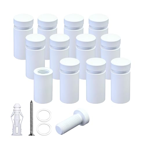 Pack of 12 Aluminum Standoff Screws Wall Sign Standoff Mounting Hardware Standoff Mounts for Acrylic Picture Frame (12, White, 1/2" x 3/4") - color: White, size: 1/2" x 3/4"