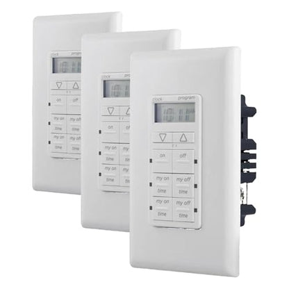 myTouchSmart in-Wall Digital Timer,4 Programmable On/Off Buttons,2 Easy On/Off Buttons,24 Hour Daily Cycles,Blue LED Indicators with Battery Backup for Indoor/Outdoor Lights, Fans, 26893 (Pack of 3) - size: 24-Hours (Pack of 3)