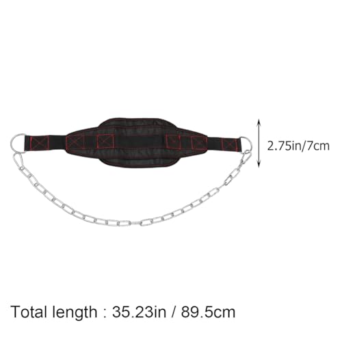 Weightlifting Dip Belt with Reinforced Chain and Metal Buckle for Bodybuilding Strength Training Support Waist Belt for Dips and Chin-ups Comfortable Contoured Design