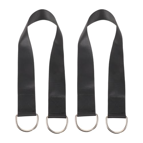 KICHOUSE 2pcs Dumbbell and Barbell Loading Straps for Weight Plates, Black Nylon Material, 30 Inch Length, Designed for High Intensity Interval Training Routines and Squats, Reduces
