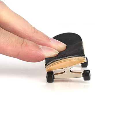 HERCHR Finger Boards, 1Pc Maple Wooden Alloy Fingerboard Finger Skateboards Creative Fingertips Daliy Playing Relaxing Movement Set with Box for Relax Play (Black) - color: Black