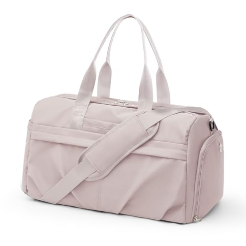Gym Bag for Women Duffle Bag with Shoe Compartment Yoga Mat Bag Sports Workout Bag Weekend Overnight Bag, Light Pink - color: A23- Light Pink